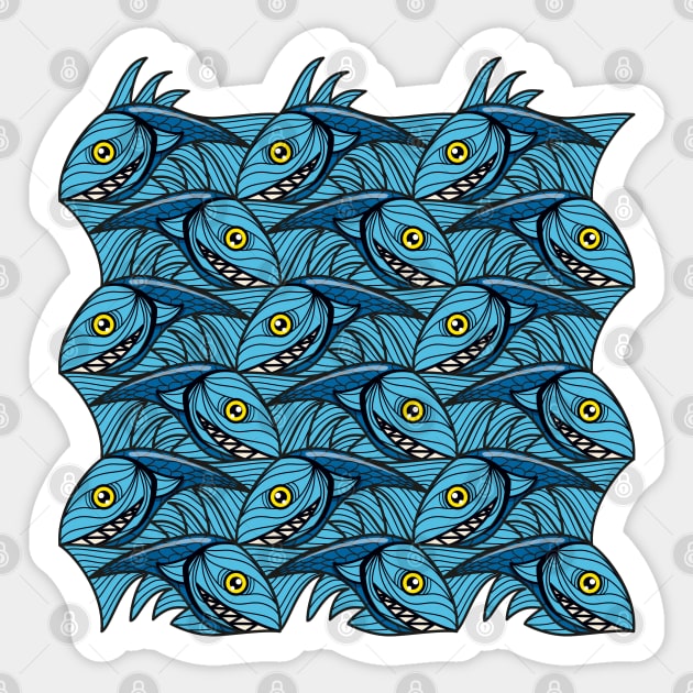 Escher Fish pattern III Sticker by Maxsomma